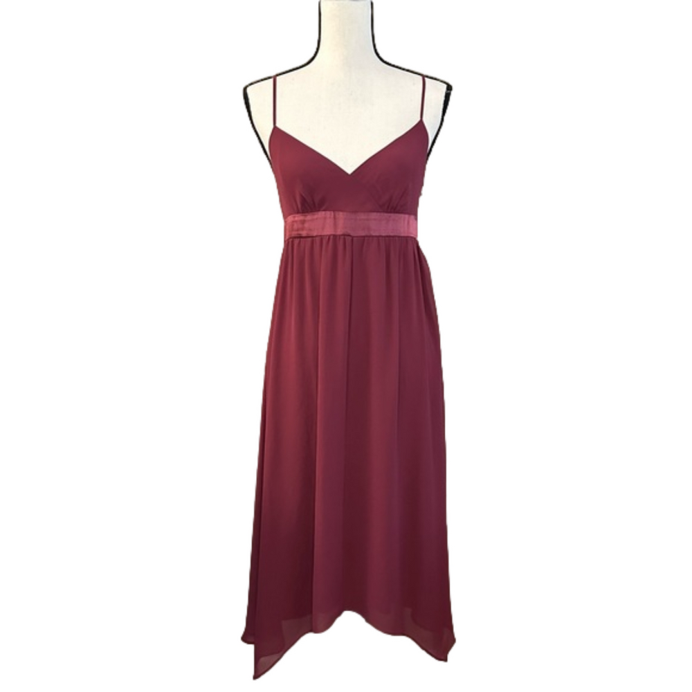 EUC ESPRIT Plum Chiffon Empire Waist Midi Dress Size 4